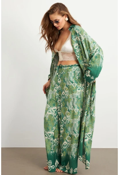 Kadın Yeşil Kaftan Takım Sİ159