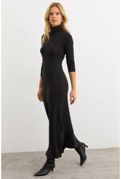 Kadın Antrasit Balıkçı Maxi Elbise MEY100