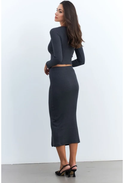 Kadın Antrasit Basic Kaşkorse Alt- Üst Takım XL2042