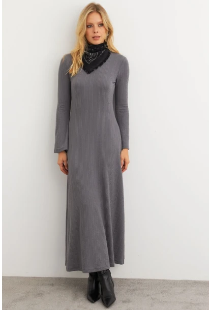 Kadın Antrasit Basic Maxi Elbise MTF30