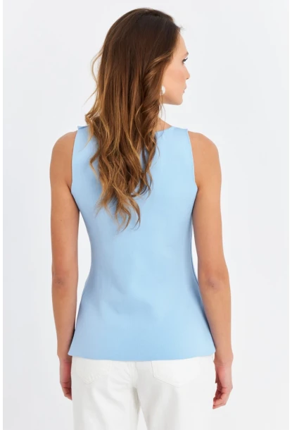 Kadın Bebe Mavi Düğmeli Triko Bluz ZH10