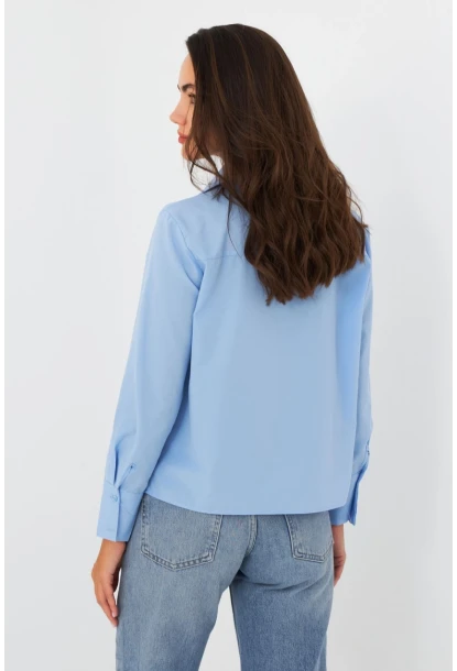 Kadın Bebe Mavi Önü Bağlamalı Gömlek ZER417