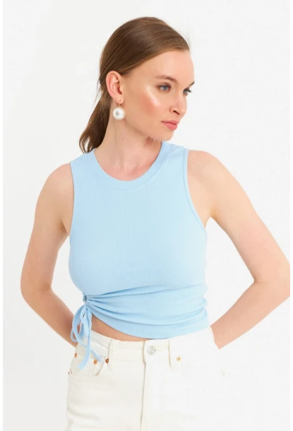 Kadın Bebe Mavi Yanı Büzülebilir Basic Bluz RSP329