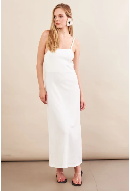Kadın Beyaz Askılı Midi Elbise FLU7314