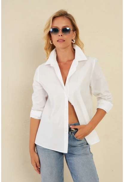 Kadın Beyaz Basic Gömlek ZER411