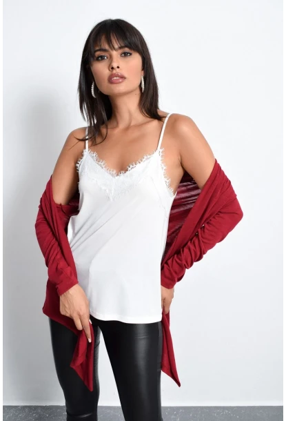 Kadın Beyaz Dantelli Atlet LPP5008