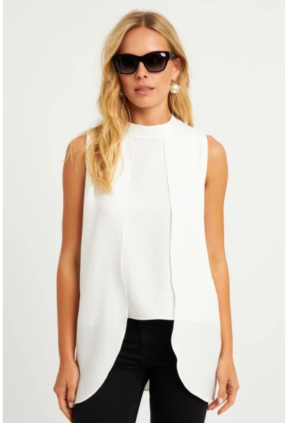 Kadın Beyaz Dokuma Bluz ZER406