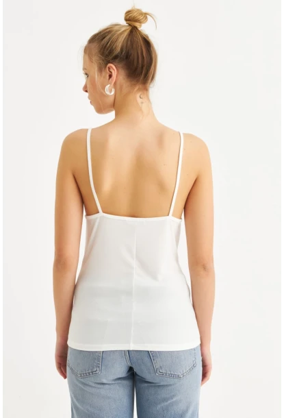 Kadın Beyaz Tül Şeritli Atlet LPP1024