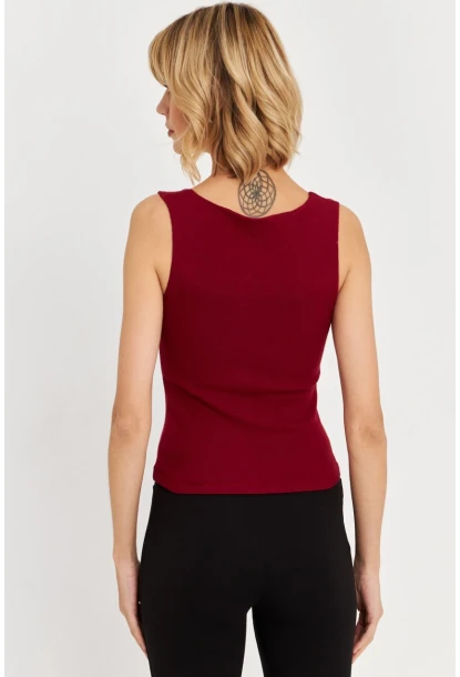 Kadın Bordo Aksesuarlı Kaşkorse Bluz RLO116