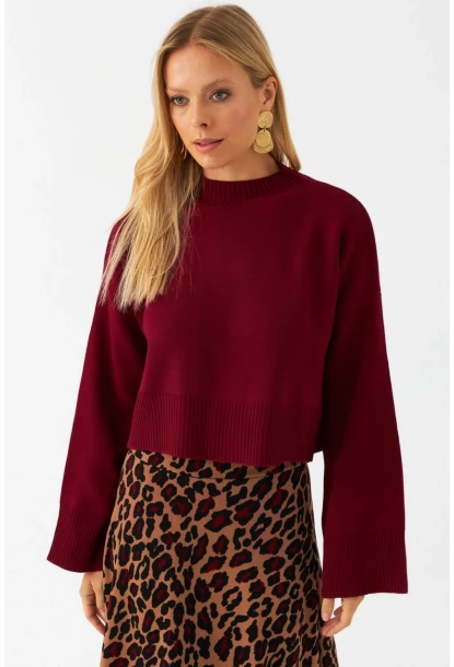 Kadın Bordo Kısa Kazak YİL559