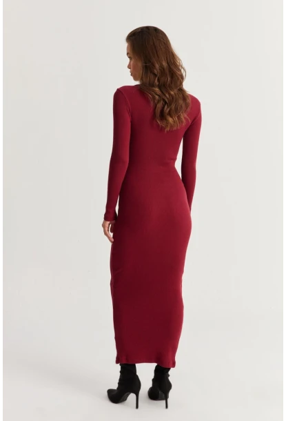 Kadın Bordo-Siyah Kurdele Detaylı Kaşkorse Maxi Yılbaşı Elbise XL2043