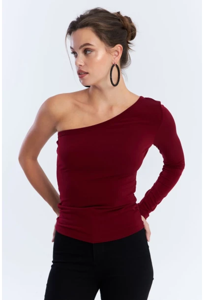 Kadın Bordo Tek Kol Bluz HOR37