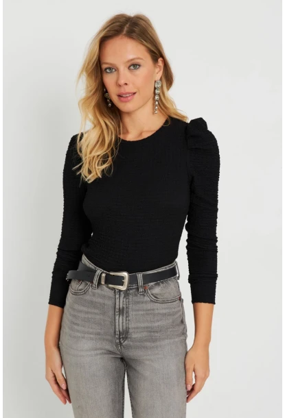 Kadın Bürümcük Bluz Siyah AYD284
