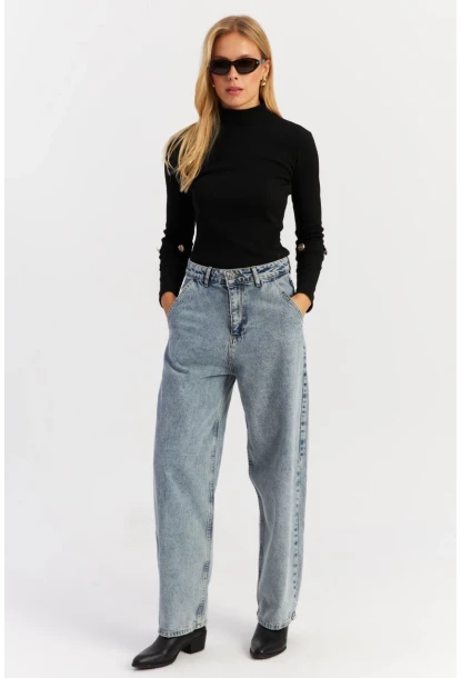 Kadın Buz Mavisi Baggy Pantolon AUR5