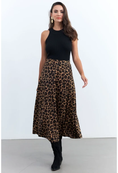 Kadın Camel-Siyah Çan Etek LON3005