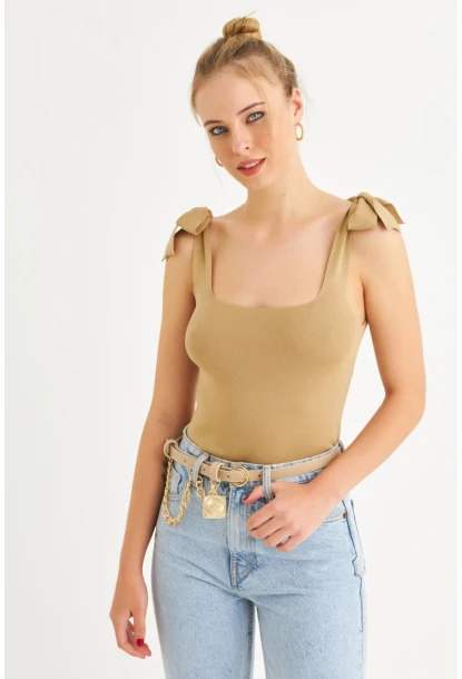 Kadın Camel Triko Bluz YV236