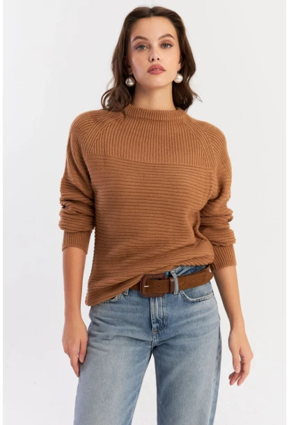 Kadın Camel Triko Kazak NUV39