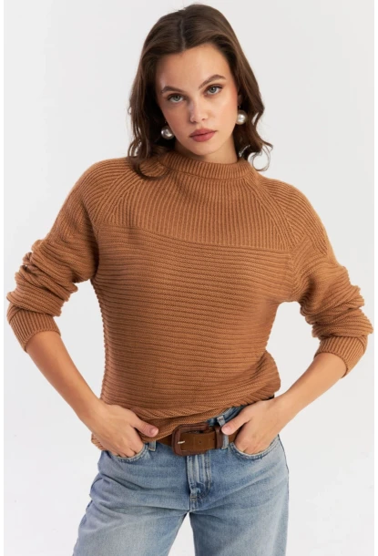 Kadın Camel Triko Kazak NUV39