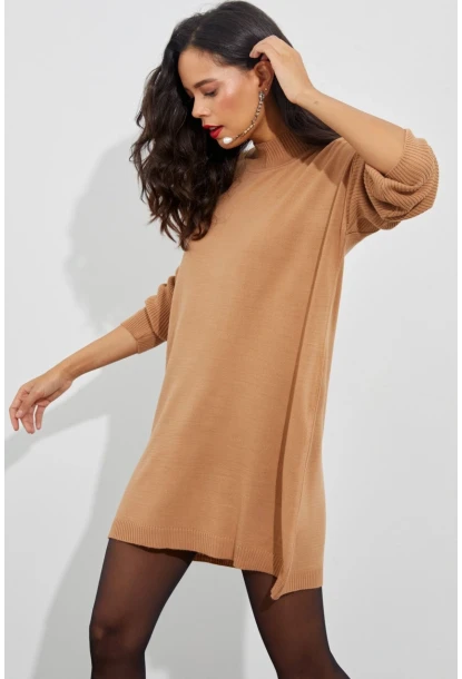 Kadın Camel Triko Tunik YV110