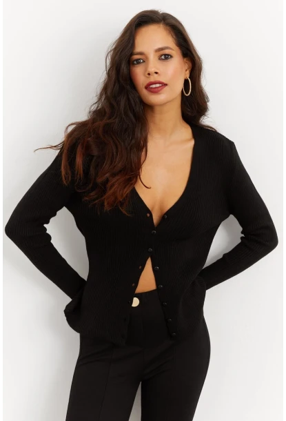 Kadın Düğmeli Triko Hırka YV94