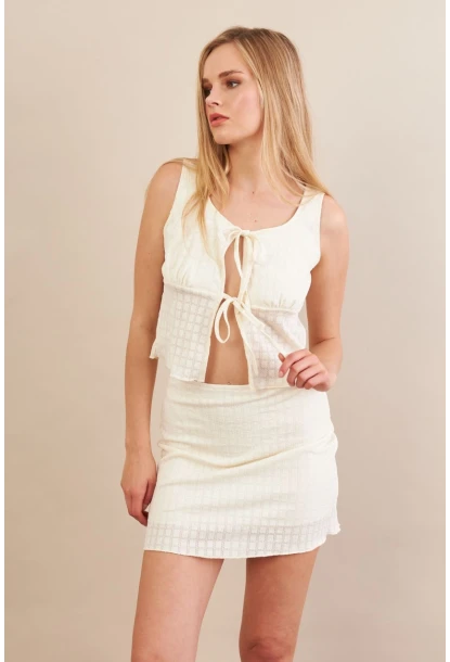 Kadın Ekru Alt Üst Etek Takım EV114