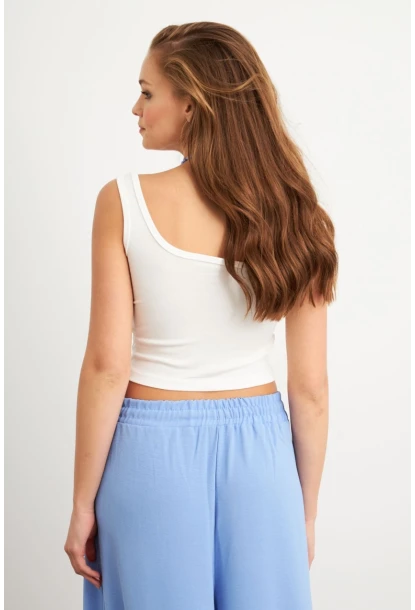 Kadın Ekru Basic Crop Atlet TOP06