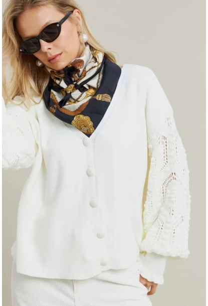 Kadın Ekru Kolları Örme Hırka MSE800