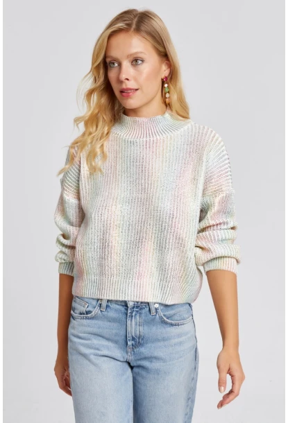 Kadın Ekru Varakli Triko Bluz SF2529