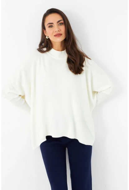 Kadın Ekru Yırtmaçlı Triko Bluz MSMT2262