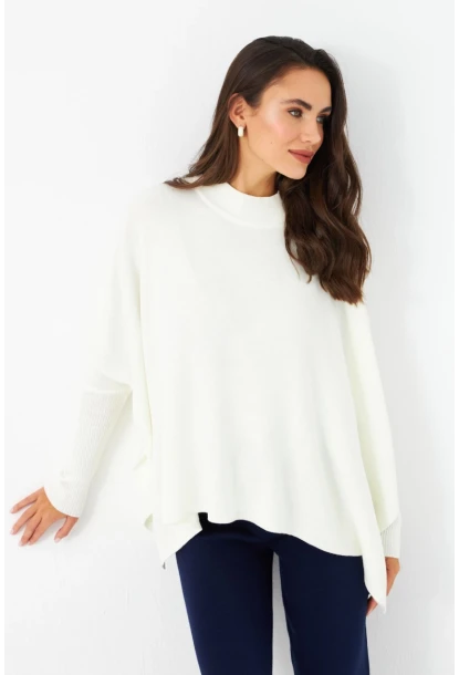 Kadın Ekru Yırtmaçlı Triko Bluz MSMT2262
