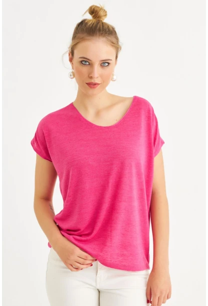 Kadın Fuşya Basic Bluz AYD410