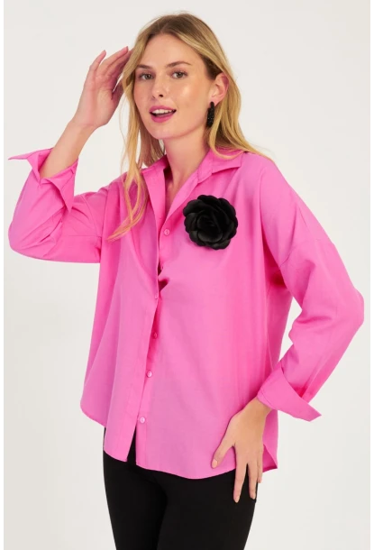 Kadın Fuşya Gül Aksesuarlı Gömlek SF2540