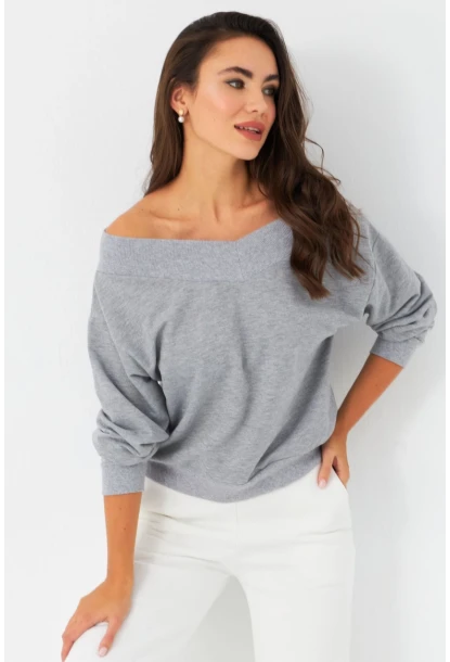 Kadın Gri Kısa Sweatshirt TF16