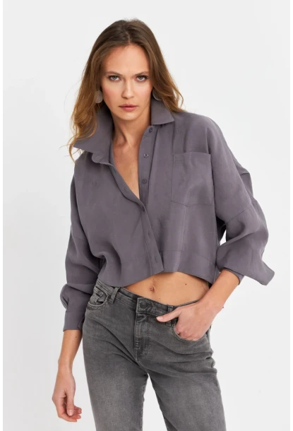 Kadın Gri Kupra Gömlek SB3061