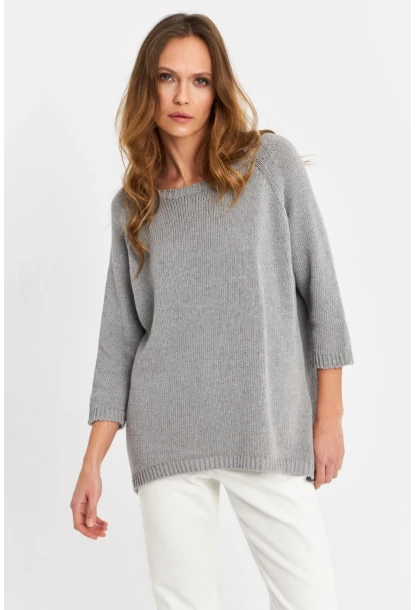 Kadın Gri Sırtı Damla Triko Bluz YV267