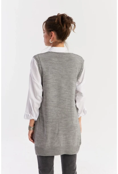Kadın Gri Triko Süveter YV103