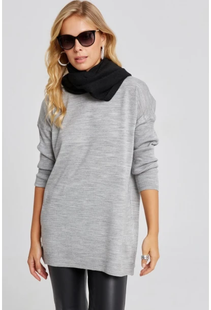 Kadın Gri Triko Tunik YV110