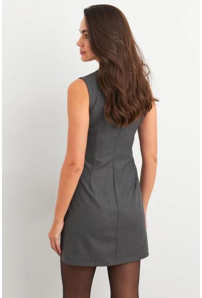 Kadın Gri Yandan Fermuarlı  Basic Midi Elbise ELA6821