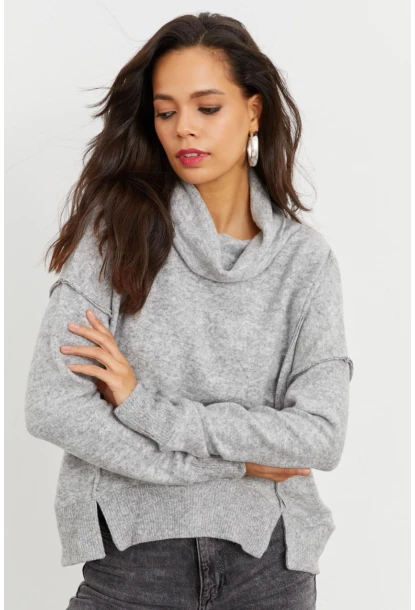 Kadın Gri Yumoş Sweatshirt İZ87