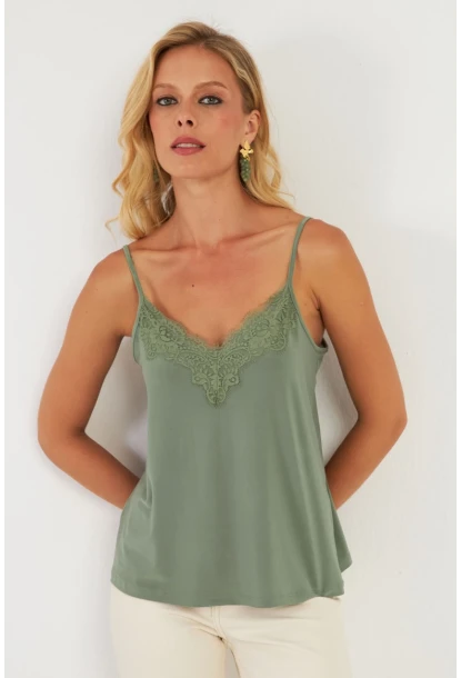 Kadın Haki Dantelli Atlet AYD353