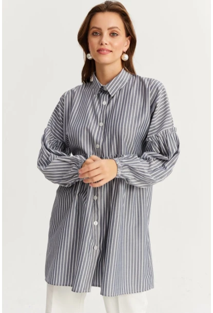 Kadın İndigo Tunik Gömlek MASF12