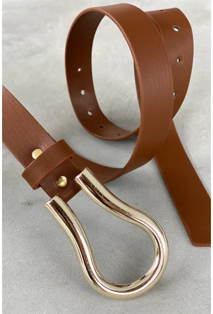 Kadın Kahve Oval Tokalı Kemer BE606