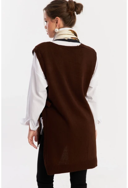 Kadın Kahverengi Triko Süveter YV103