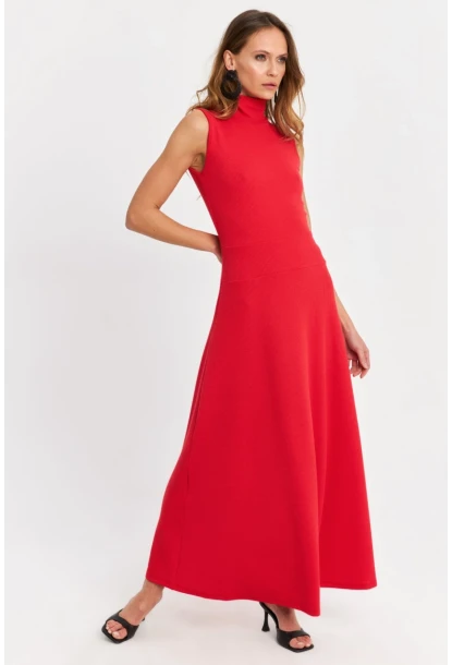 Kadın Kırmızı Basic Maxi Elbise TF29