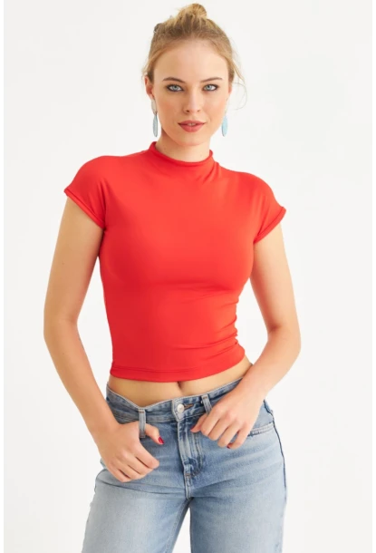 Kadın Kırmızı Dalgıç Bluz EY2564