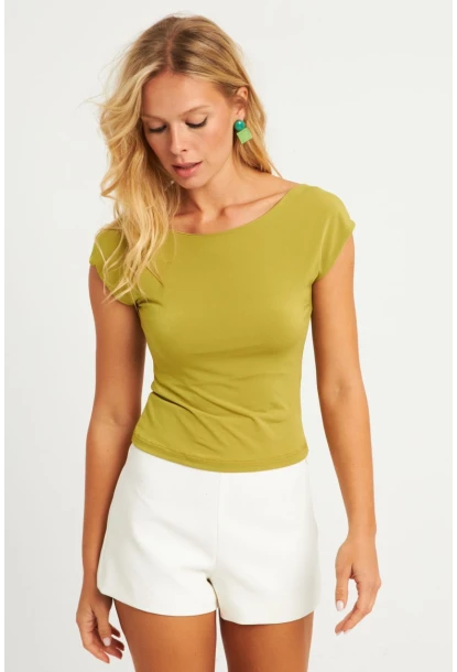 Kadın Kivi Sırtı Açık Bluz YZ1080