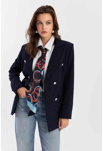 Kadın Lacivert Alt Üst Astarlı Ceket MUF201