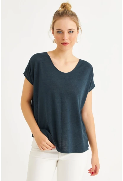 Kadın Lacivert Basic Bluz AYD410