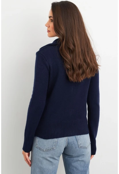 Kadın Lacivert Devrik Yaka Hırka TEM102