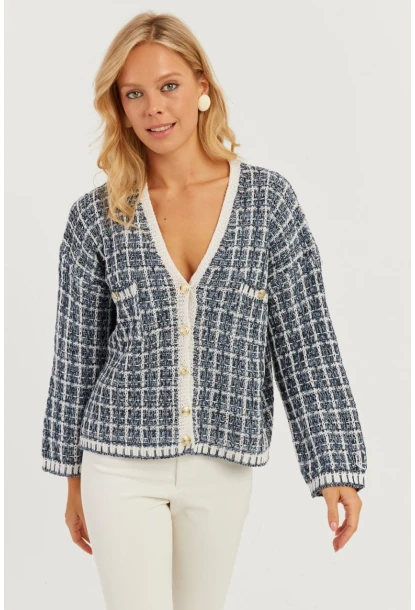 Kadın Lacivert Düğme Detaylı Hırka MİW4461